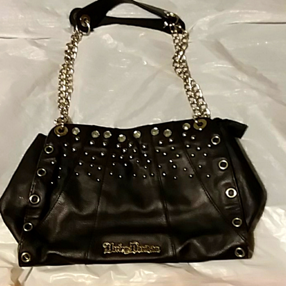Harley Davidson leather studded shoulder bag.